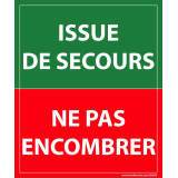 Panneau évacuation - Issue de secours, ne pas encombrer - 300x250 mm  - PVC