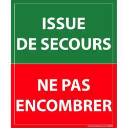 Panneau évacuation - Issue de secours, ne pas encombrer - 300x250 mm  - PVC