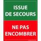 Panneau évacuation - Issue de secours, ne pas encombrer - 300x250 mm  - Vinyle Souple Autocollant
