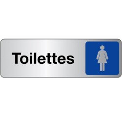 Panneau Toilettes Femme adhésif – 2 formats  - 150 x 47 mm - Blanc