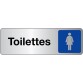 Panneau signalétique information - Toilettes Femme - Adhésif  - 150 x 47 mm - Argent