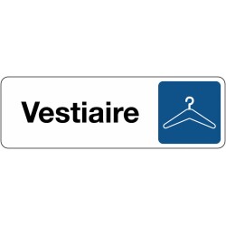 Signalétique vestiaire – Pictogramme cintre – Plaque de porte  - 150 x 47 mm - Blanc