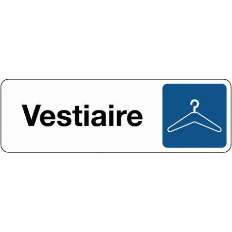 Signalétique vestiaire – Pictogramme cintre – Plaque de porte  - 250 x 80 mm - Argent