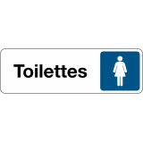 Panneau signalétique information - Toilettes Femme - Adhésif  - 250 x 80 mm - Blanc
