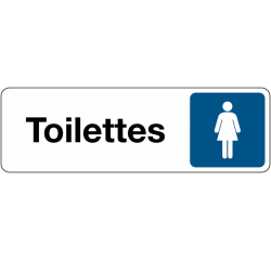 Panneau signalétique information - Toilettes Femme - Adhésif  - 250 x 80 mm - Blanc