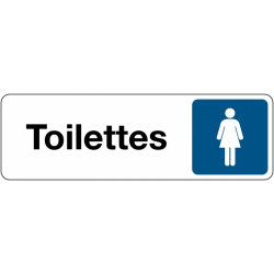 Panneau signalétique information - Toilettes Femme - Adhésif  - 250 x 80 mm - Blanc