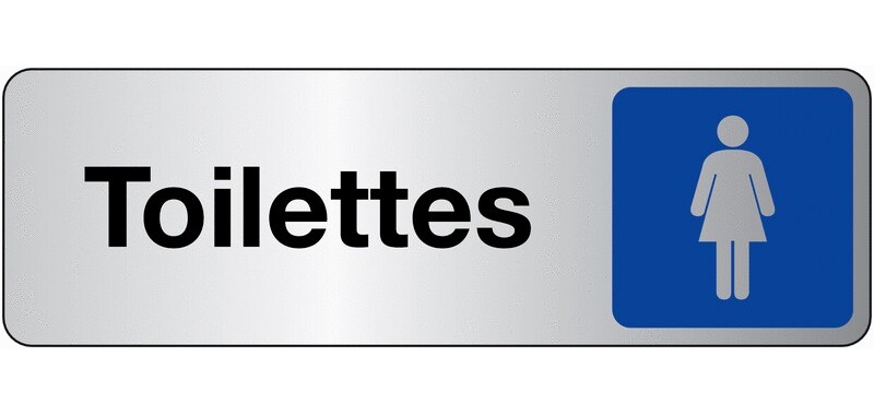 Panneau Toilettes Femme adhésif – 2 formats  - 250 x 80 mm - Argent