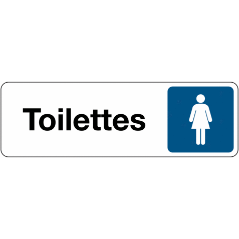 Panneau signalétique information - Toilettes Femme - Adhésif  - 150 x 47 mm - Blanc