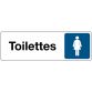 Panneau signalétique information - Toilettes Femme - Adhésif  - 150 x 47 mm - Blanc