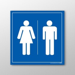 Panneau - Toilettes Homme Femme - Accès PMR  - 125 x 125 mm - PVC