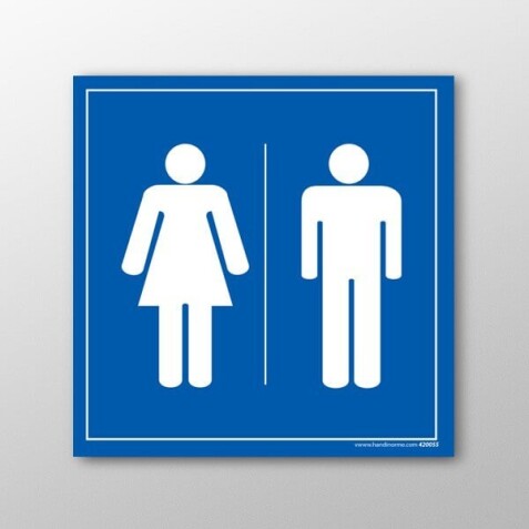 Panneau signalétique - Toilettes Homme Femme  - 350 x 350 mm - PVC
