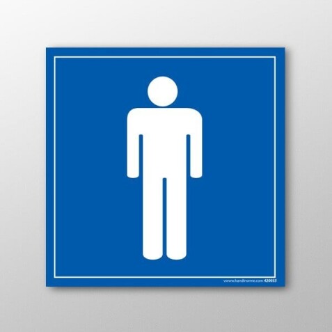 Panneau signalétique - Toilettes Homme  - 125 x 125 mm - Vinyle Souple Autocollant