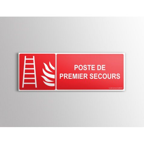 Panneau Premiers Secours - Poste de premier secours - Pictogramme - 150x150 mm  - 350 x 125 mm - Vinyle Souple Autocollant