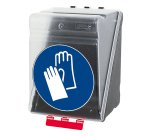 Boîte de rangement - Gants protection - Bleue/Transparente