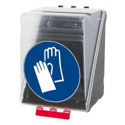 Boîte de rangement - Gants protection - Bleue/Transparente