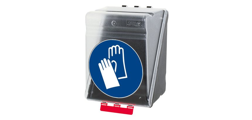 Boîte de rangement - Gants protection - Bleue/Transparente