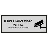 Panneau d'information - Surveillance vidéo 24h/24h  - 297 x 105 mm - Gris - PVC