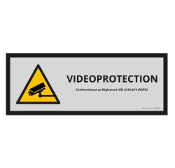 Panneau d'information - Pictogramme de sécurité Vidéo-Protection  - 210 x 75 mm - Gris - PVC
