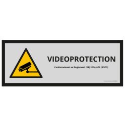 Panneau d'information - Pictogramme de sécurité Vidéo-Protection  - 210 x 75 mm - Gris - PVC
