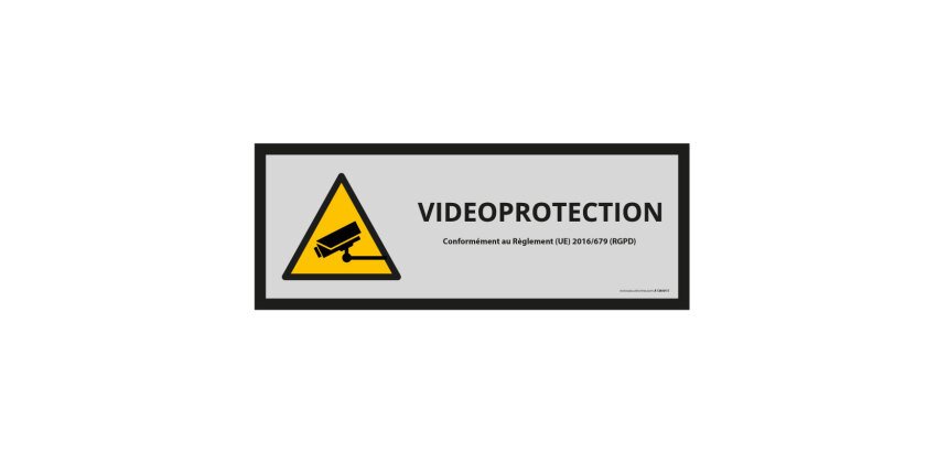 Panneau d'information - Pictogramme de sécurité Vidéo-Protection  - 297 x 105 mm - Gris - PVC