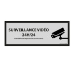 Signalétique de vidéoprotection - Surveillance vidéo 24h/24h   - 297 x 105 mm - Blanc - PVC