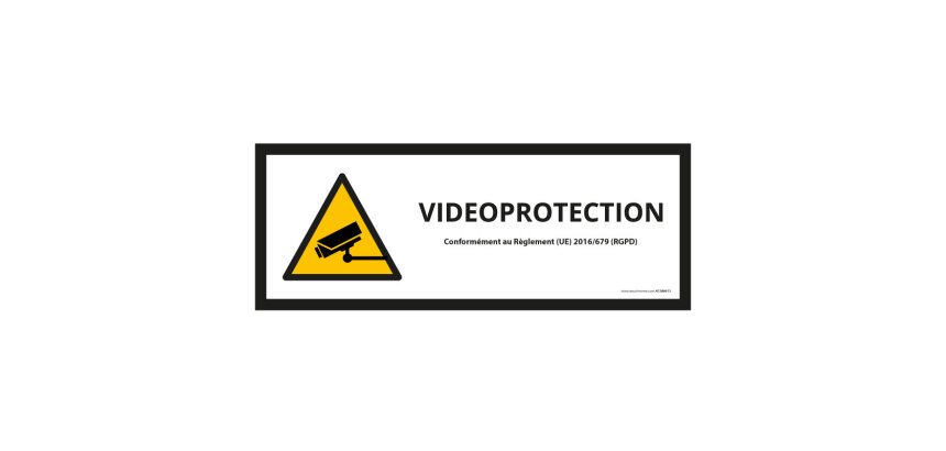 Panneau d'information - Pictogramme de sécurité Vidéo-Protection  - 450 x 150 mm - Gris - Vinyle Souple Autocollant