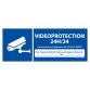 Panneau de sécurité pictogramme Vidéoprotection 24H/24 - V001  - 210 x 75 mm - Vinyle Souple Autocollant