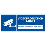 Panneau de sécurité pictogramme Vidéoprotection 24H/24 - V001  - 297 x 105 mm - PVC