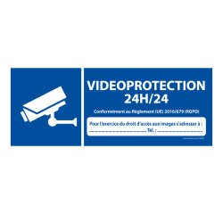 Panneau de sécurité pictogramme Vidéoprotection 24H/24 - V001