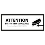 Panneau Surveillance vidéo  - 450 x 150 mm - Blanc - PVC