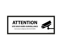 Signalétique de sécurité - Pictogramme Surveillance vidéo  - 450 x 150 mm - Blanc - PVC