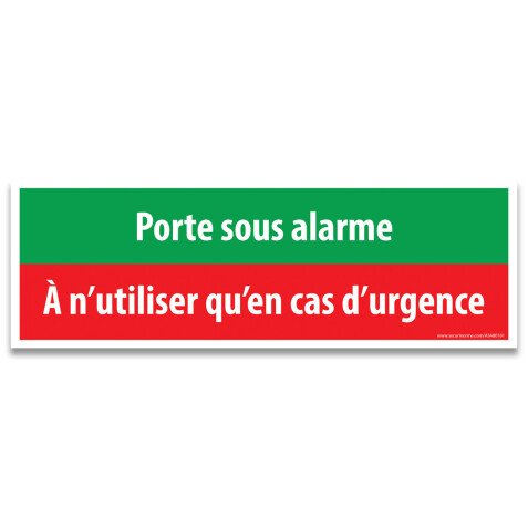 Plaque d'évacuation - Pictogramme Porte sous alarme - 300 x 100 mm