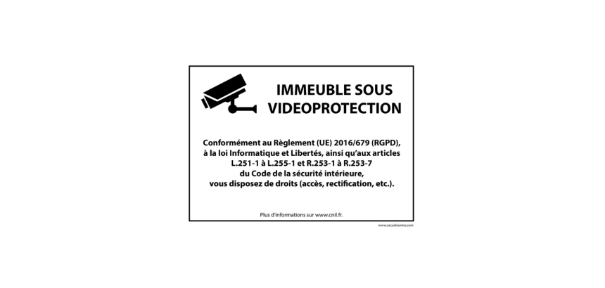 Panneau de protection - Immeuble sous vidéosurveillance - Caméra  - 210 x 150 mm - PVC