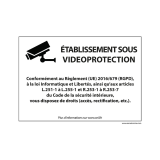 Panneau d'information - Etablissement sous Vidéoprotection  - 210 x 150 mm - Blanc - Vinyle Souple Autocollant