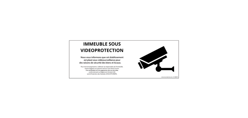 Panneau de protection - Immeuble sous Vidéoprotection - ISO 7010  - 297 x 105 mm - Vinyle