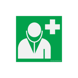 Panneau ISO EN 7010 - Médecin - E009  - 125 x 125 - Vinyle souple autocollant