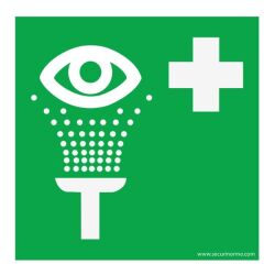 Panneau premiers secours - Lavage oculaire - E011 - ISO 7001  - 125 x 125 mm - Vinyle Souple Autocollant