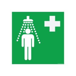 Panneau premiers secours - Douche de sécurité - ISO EN 7010  - 125 x 125 mm - Vinyle Souple Autocollant