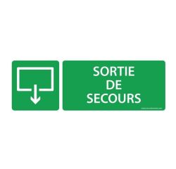 Panneau Sortie et évacuation - Sortie de Secours - ISO 7010  - 210 x 75 mm - Vinyle Souple Autocollant