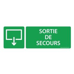 Panneau Sortie et évacuation - Sortie de Secours - ISO 7010  - 350 x 125 mm - Vinyle Souple Autocollant
