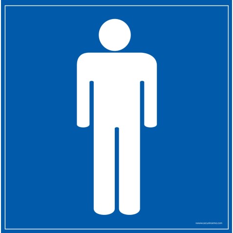 Panneau WC homme - Signalétique Toilettes - Universel  - 125 x 125 mm - PVC