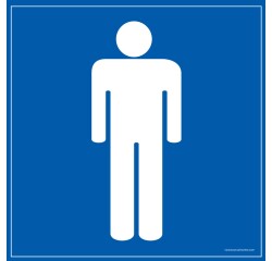 Panneau WC homme - Signalétique Toilettes - Universel  - 125 x 125 mm - Vinyle Souple Autocollant