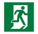 Panneau évacuation - Sortie de secours à droite - E002  - 125 x 125 mm - PVC