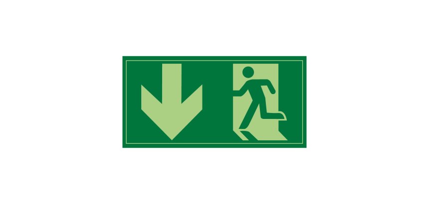 Panneau évacuation - Sortie de secours - Photo-luminescent  - 200 x 100 mm - PVC 2 mm
