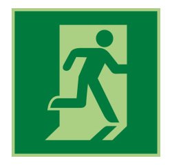 Panneau évacuation - Sortie de secours à droite - E002  - 250 x 250 mm - PVC 2 mm