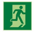 Panneau évacuation - Sortie de secours à droite - E002  - 125 x 125 mm - PVC
