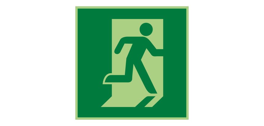 Panneau évacuation - Sortie de secours à droite - E002  - 125 x 125 mm - PVC