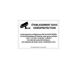 Panneau d'information - Etablissement sous Vidéoprotection  - 210 x 150 mm - Blanc - Vinyle Souple Autocollant