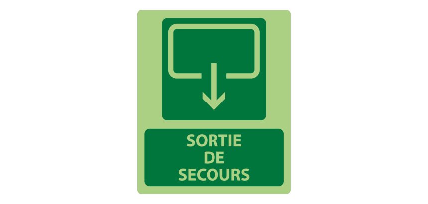 Panneau sécurité - Sortie de Secours 300x250mm - Photoluminescent