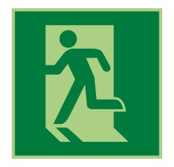 Panneau évacuation - Sortie de Secours gauche - E001 - ISO 7010  - 125 x 125 mm - PVC 2 mm